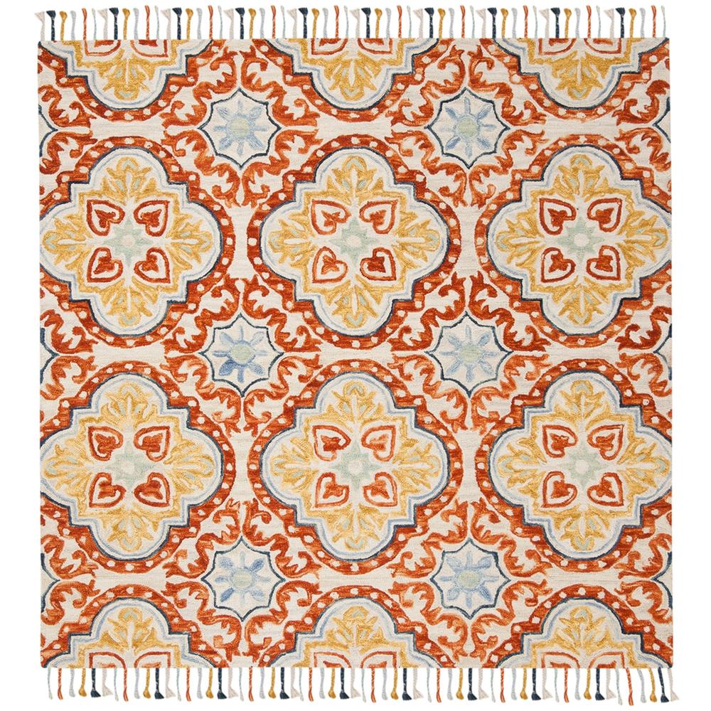 ASPEN, BEIGE / RUST, 7' X 7' Square, Area Rug