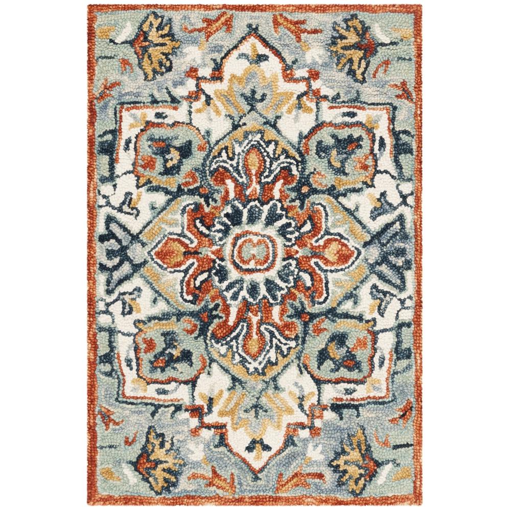ASPEN, BLUE / RUST, 2' X 3', Area Rug, APN312A-2