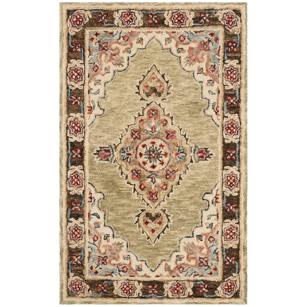 ASPEN, SAGE / BROWN, 3' X 5', Area Rug