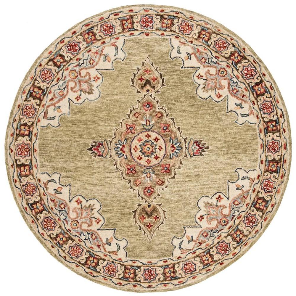 ASPEN, SAGE / BROWN, 7' X 7' Round, Area Rug