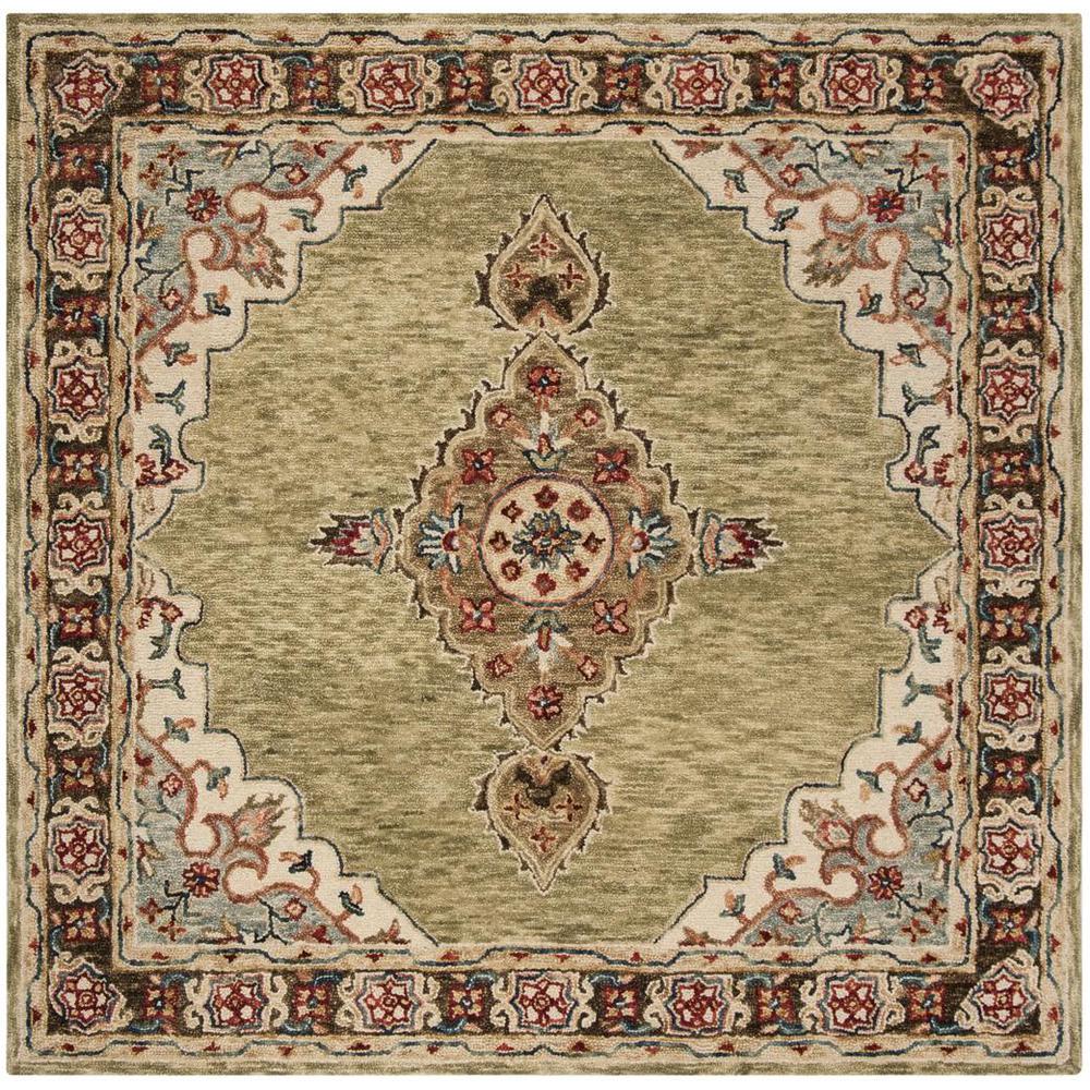 ASPEN, SAGE / BROWN, 7' X 7' Square, Area Rug