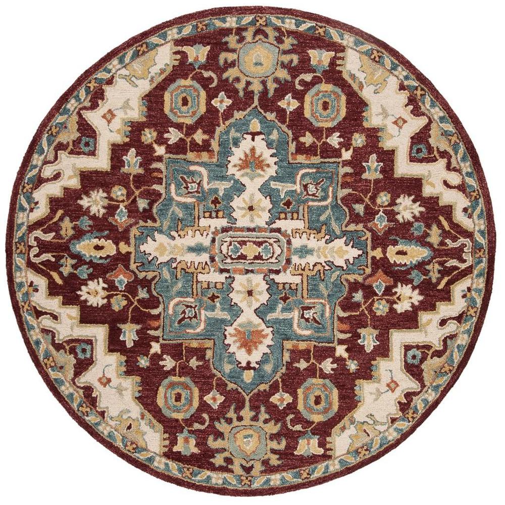 ASPEN, RED / BLUE, 7' X 7' Round, Area Rug, APN507A-7R