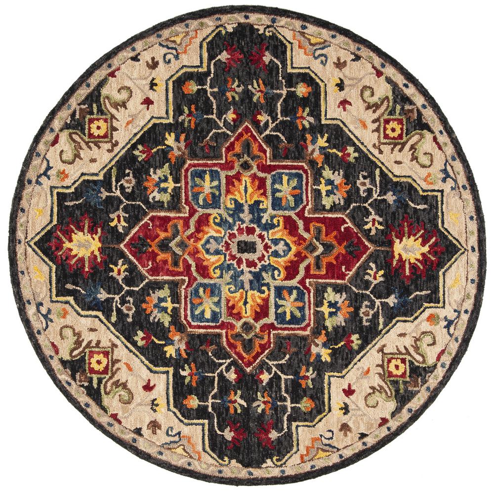 ASPEN, CHARCOAL / CREAM, 7' X 7' Round, Area Rug