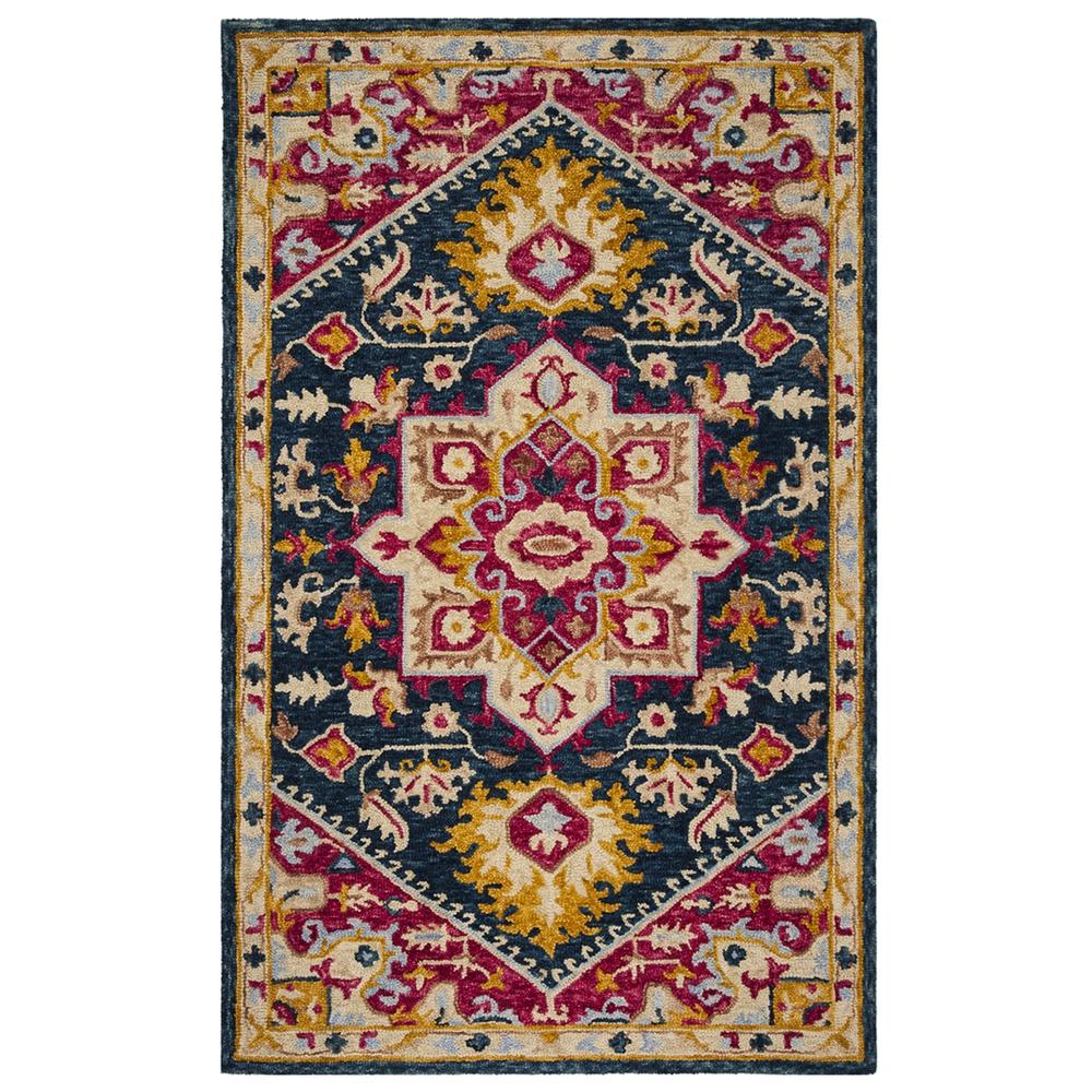 ASPEN, NAVY / FUCHSIA, 5' X 8', Area Rug