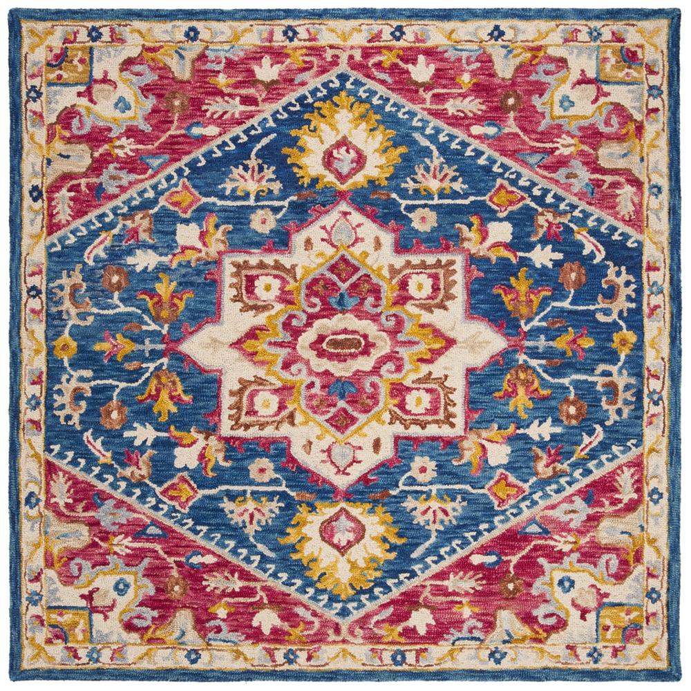ASPEN, NAVY / FUCHSIA, 7' X 7' Square, Area Rug