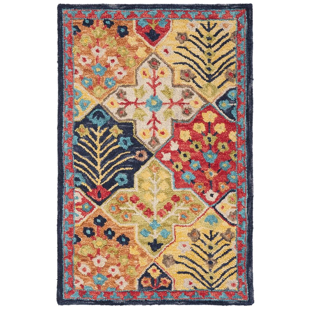 ASPEN, BLUE / ORANGE, 2' X 3', Area Rug