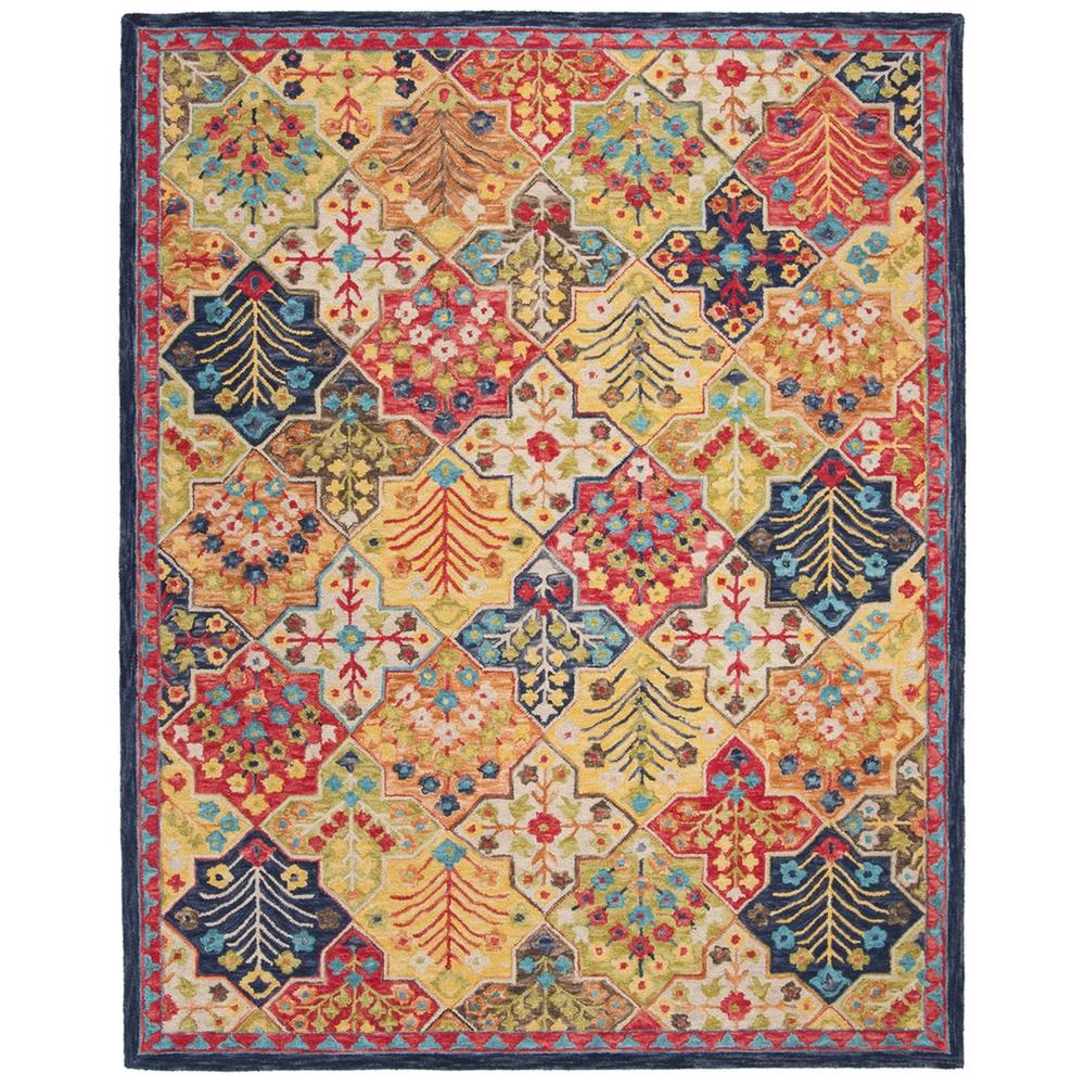 ASPEN, BLUE / ORANGE, 8' X 10', Area Rug