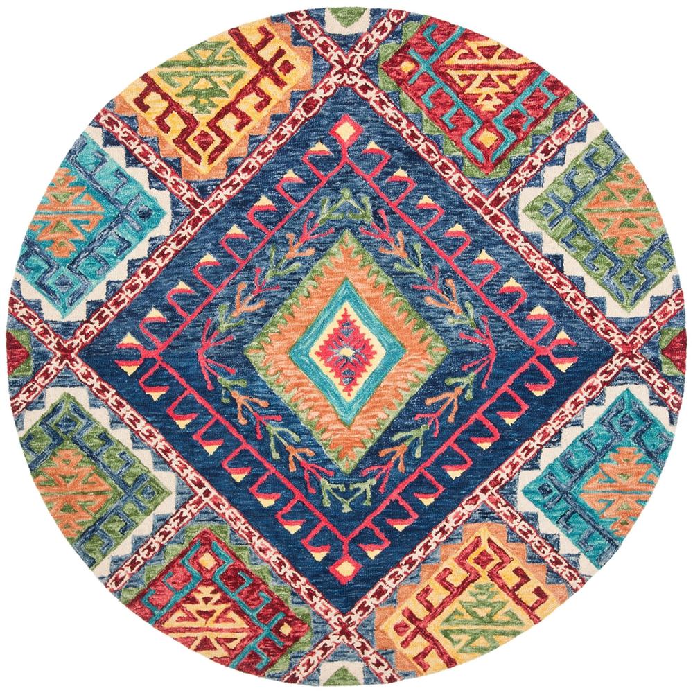 ASPEN, BLUE / MULTI, 7' X 7' Round, Area Rug