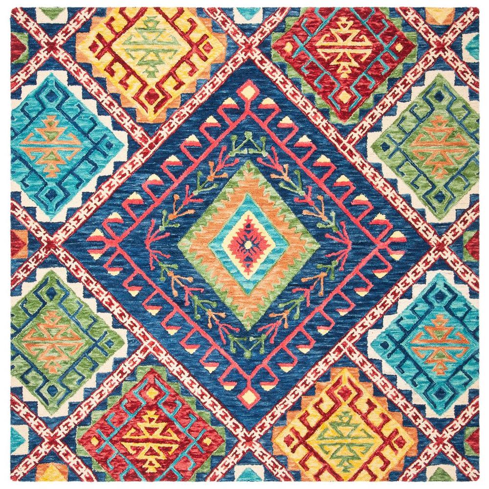 ASPEN, BLUE / MULTI, 7' X 7' Square, Area Rug