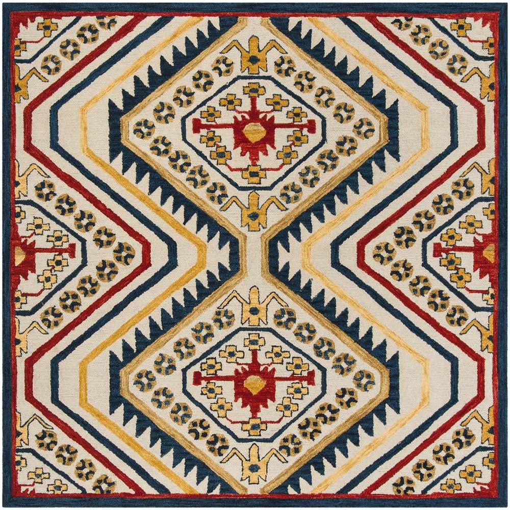 ASPEN, IVORY / MULTI, 7' X 7' Square, Area Rug, APN701A-7SQ