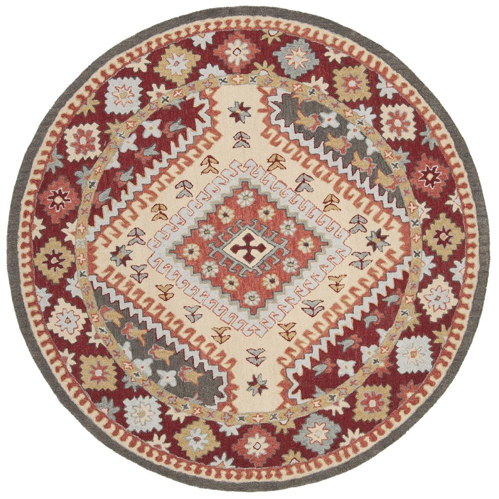 ASPEN, RED / IVORY, 7' X 7' Round, Area Rug