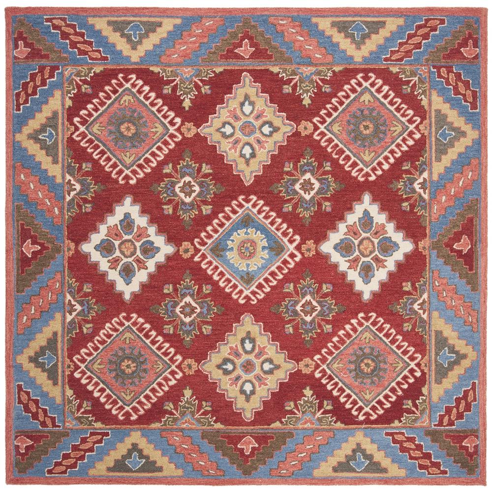 ASPEN, RED / BLUE, 7' X 7' Square, Area Rug, APN803Q-7SQ