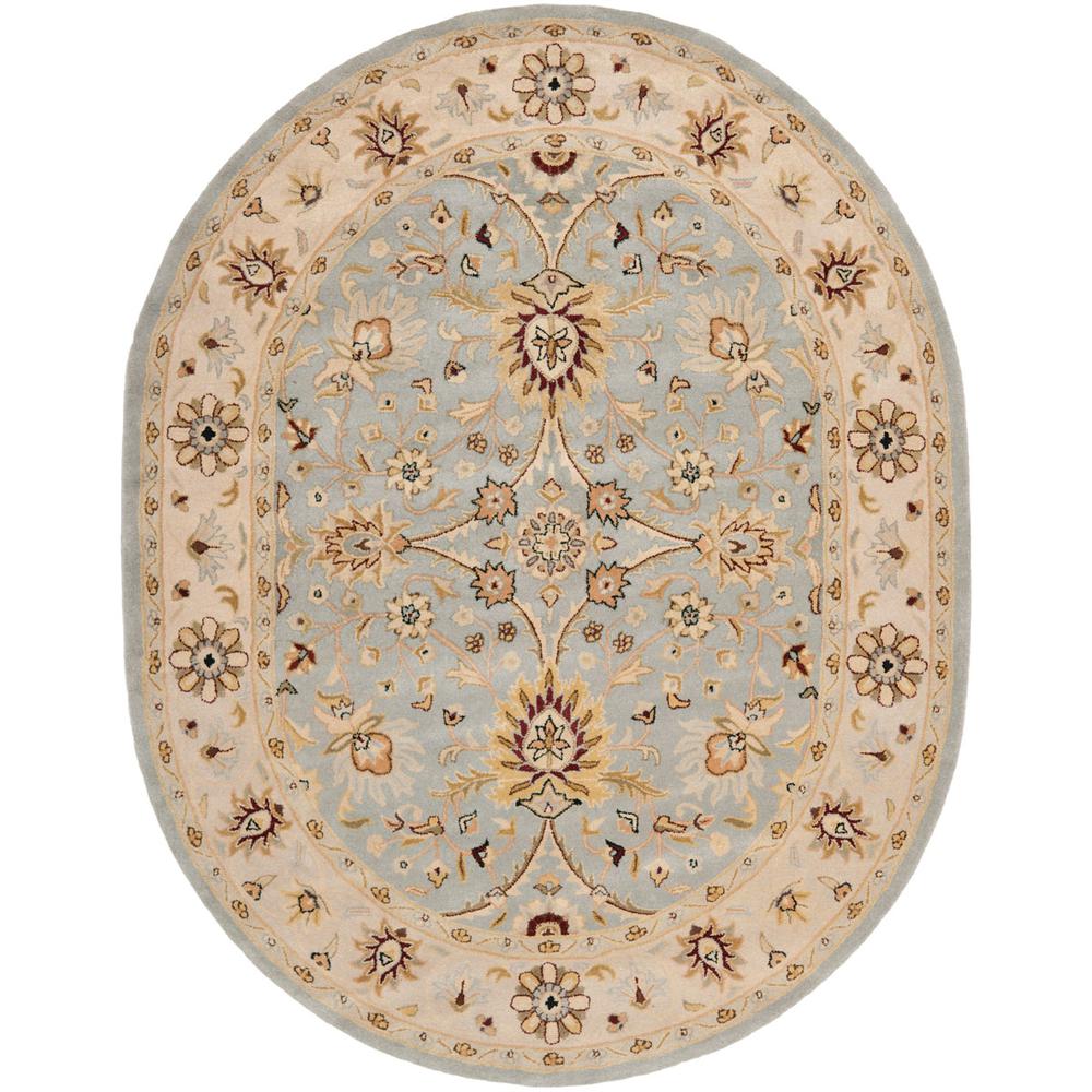 ANTIQUITY, LIGHT BLUE / IVORY, 4'-6" X 6'-6" Oval, Area Rug