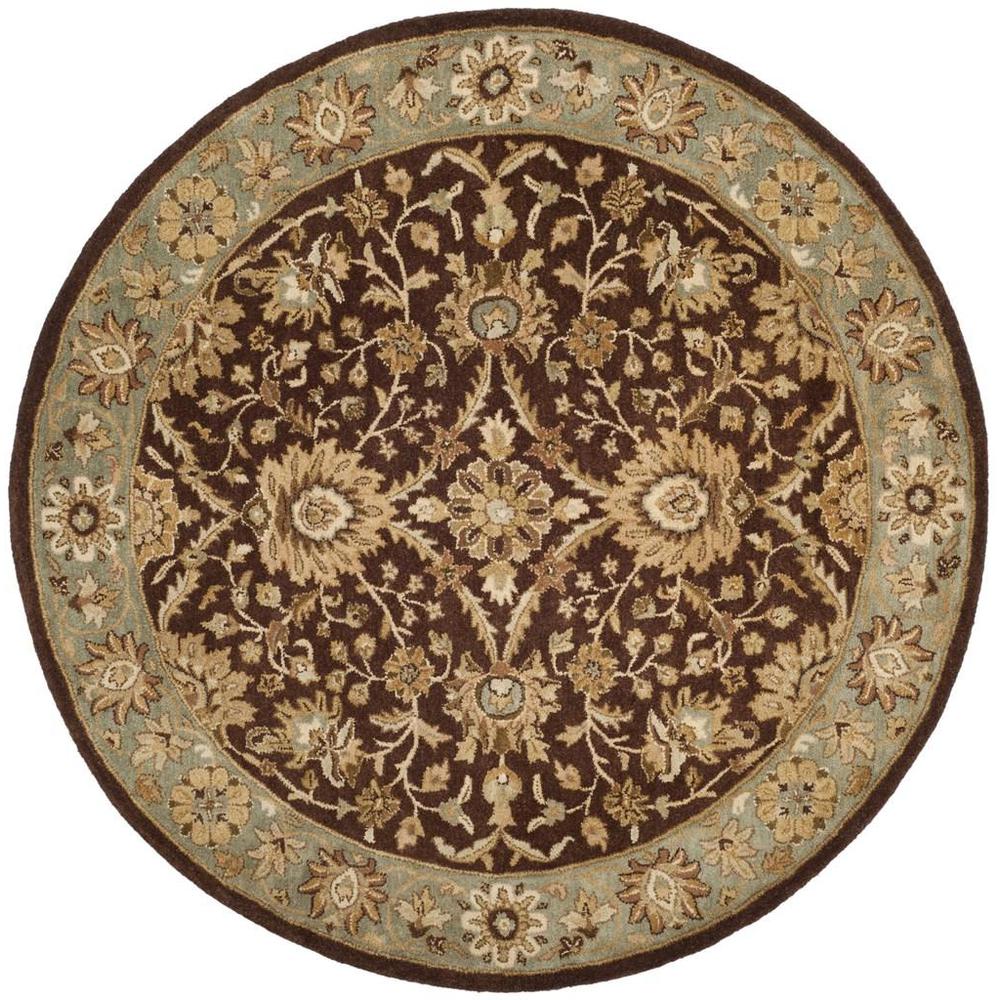 ANTIQUITY, CHOCOLATE / BLUE, 3'-6" X 3'-6" Round, Area Rug