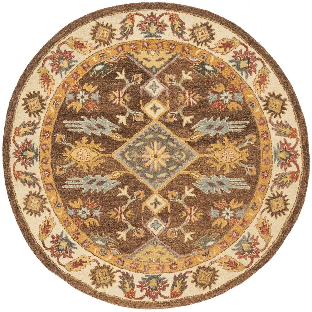 ANTIQUITY, DARK BROWN / IVORY, 6' X 6' Round, Area Rug