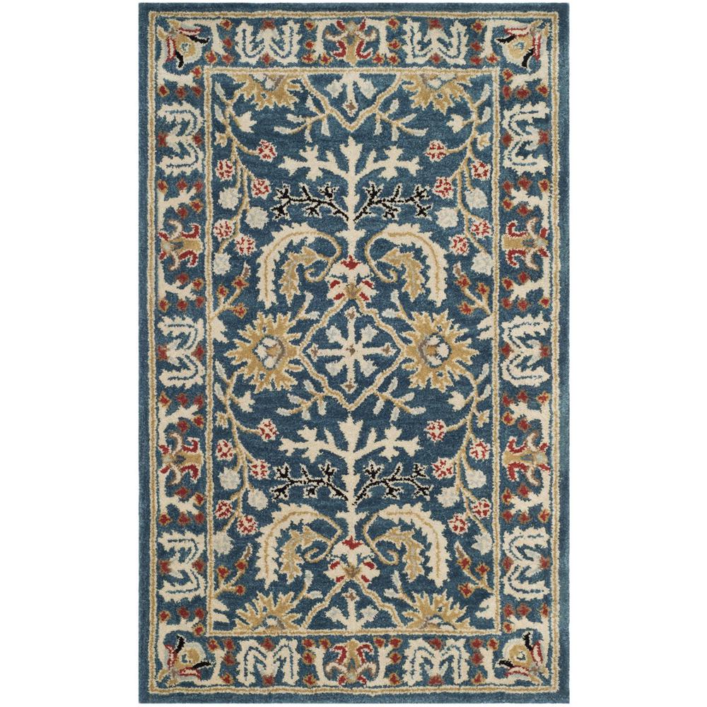 Antiquity Palmette Border Hand-Tufted Wool Rug - Dark Blue / Multi