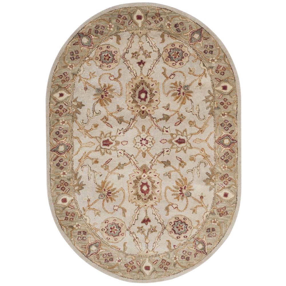ANTIQUITY, GREY BEIGE / SAGE, 4'-6" X 6'-6" Oval, Area Rug