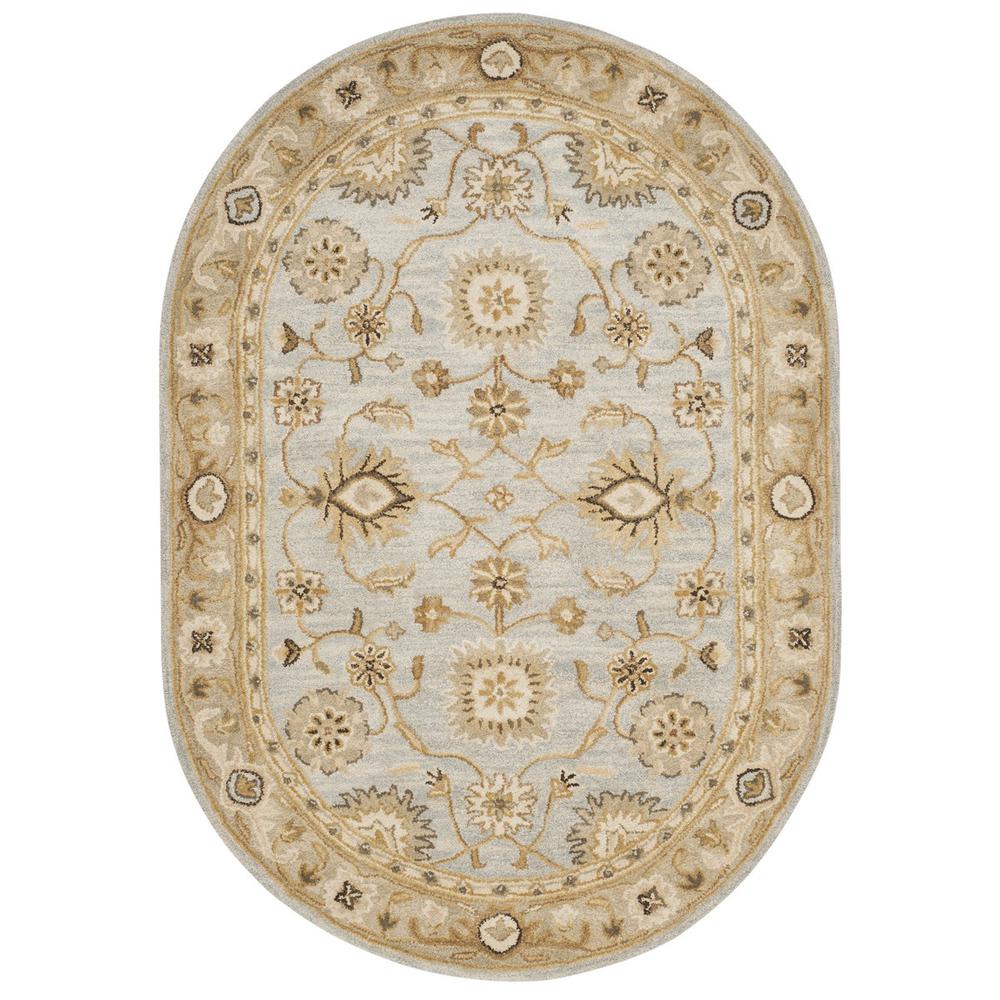 ANTIQUITY, LIGHT BLUE / SAGE, 4'-6" X 6'-6" Oval, Area Rug