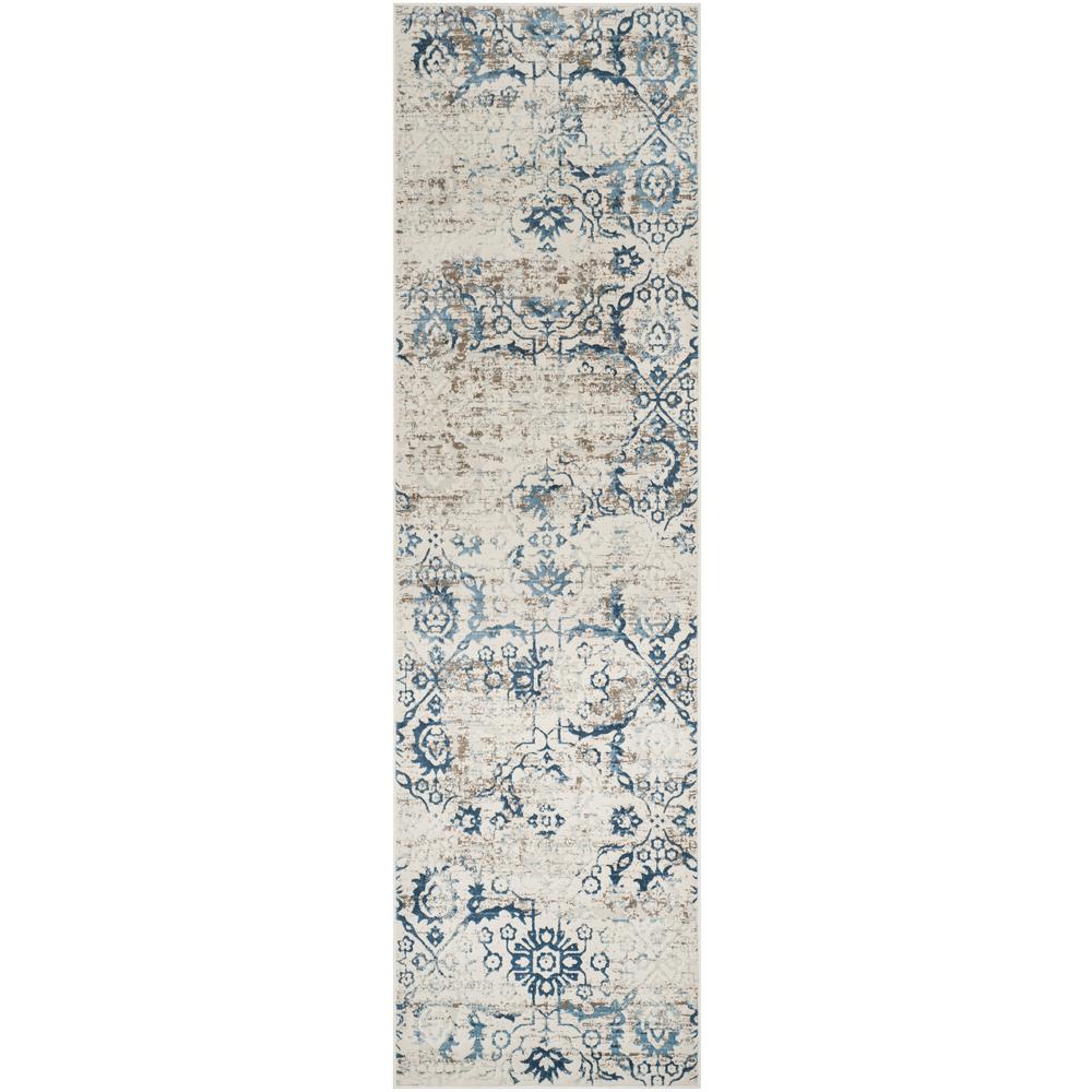 ARTIFACT, BLUE / CREME, 2'-3" X 8', Area Rug