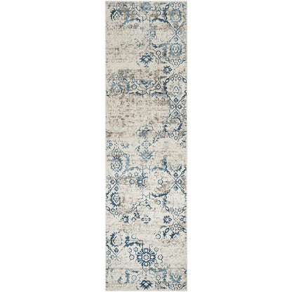 ARTIFACT, BLUE / CREME, 2'-3" X 8', Area Rug