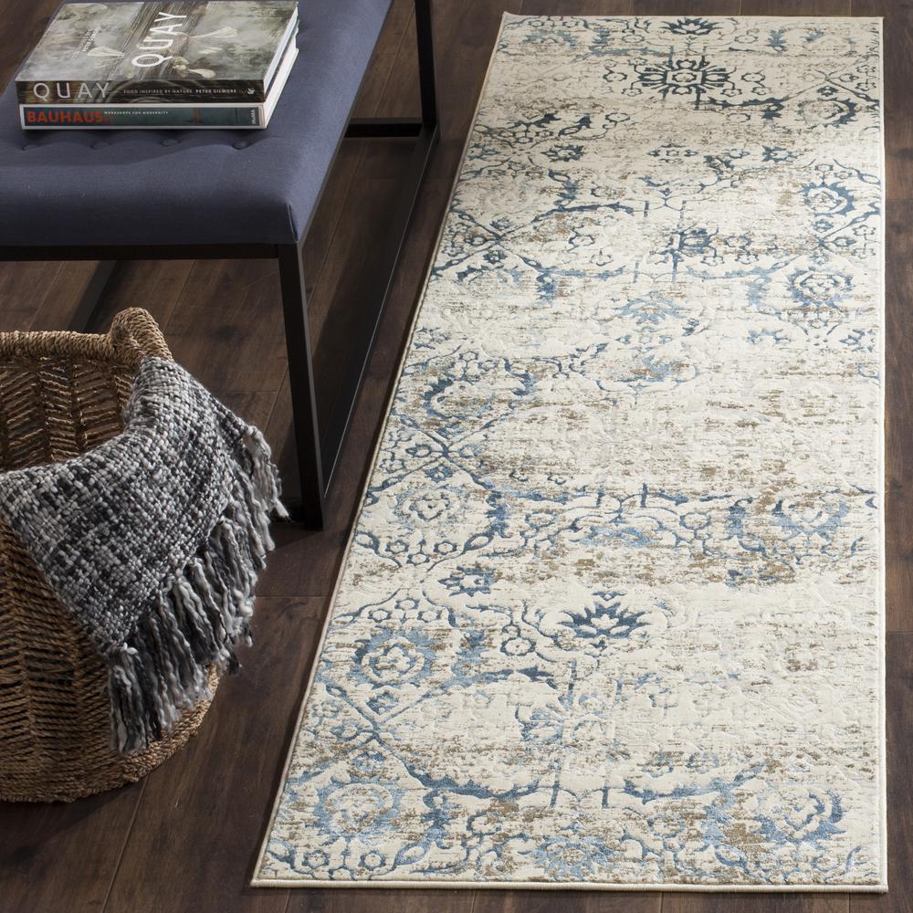 ARTIFACT, BLUE / CREME, 2'-3" X 8', Area Rug