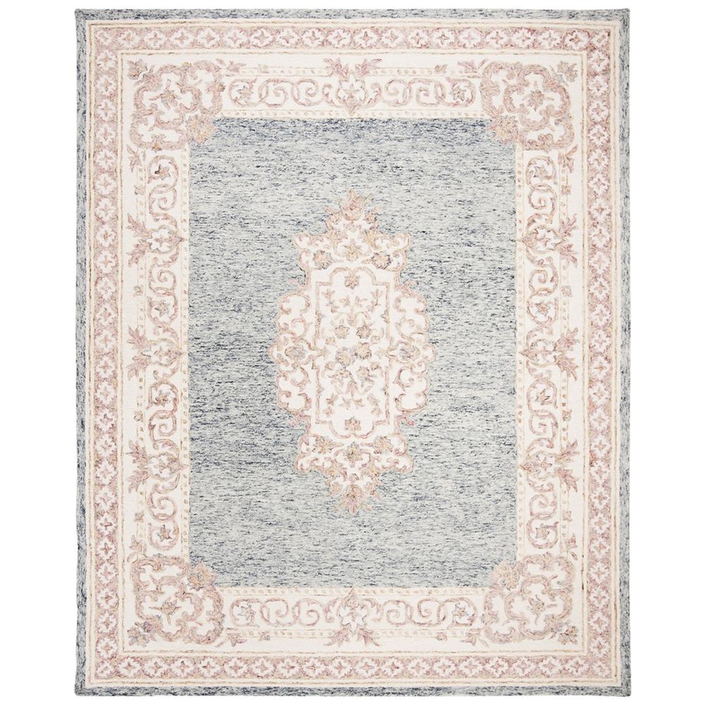 AUBUSSON, BLUE / PINK, 8' X 10', Area Rug