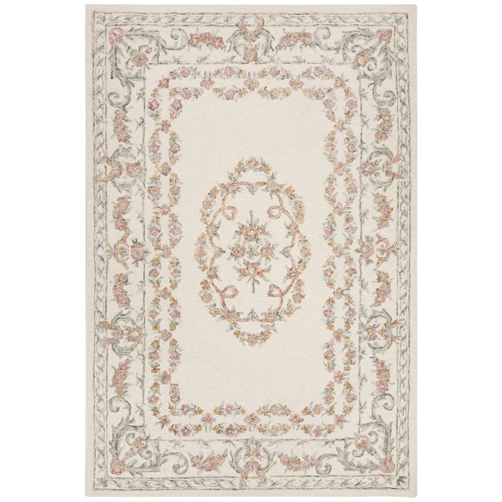 AUBUSSON, IVORY / PINK, 4' X 6', Area Rug