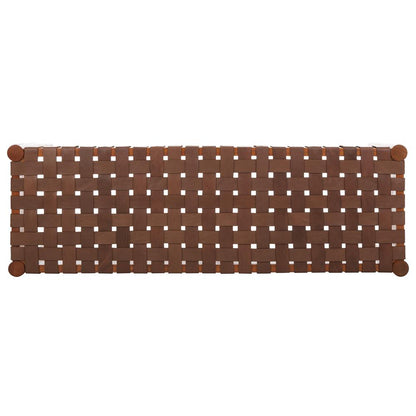 Amalia Leather Weave Bench, Cognac/Honey