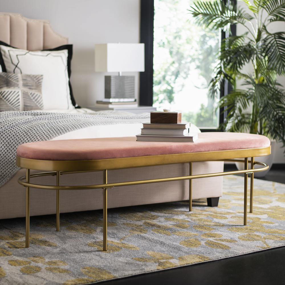 Sylva Oval Bench, Dusty Rose/Gold
