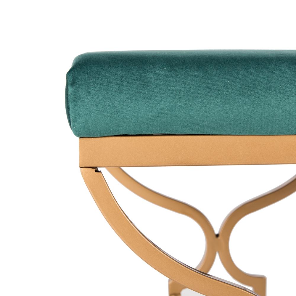 Juliet Rectangular Bench, Emerald/Gold