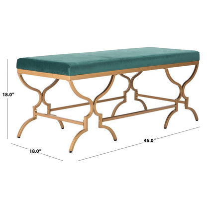 Juliet Rectangular Bench, Emerald/Gold