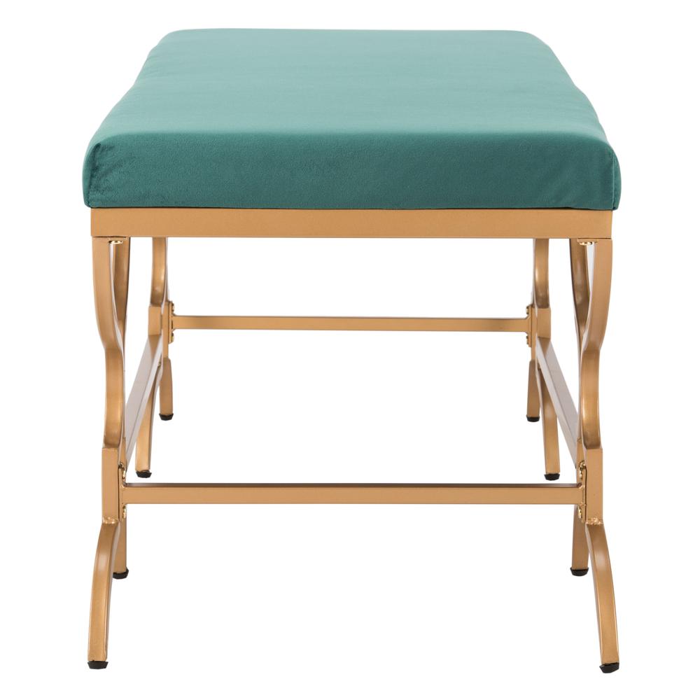 Juliet Rectangular Bench, Emerald/Gold