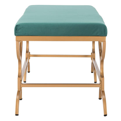 Juliet Rectangular Bench, Emerald/Gold