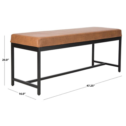 Chase Faux Leather Bench, Brown