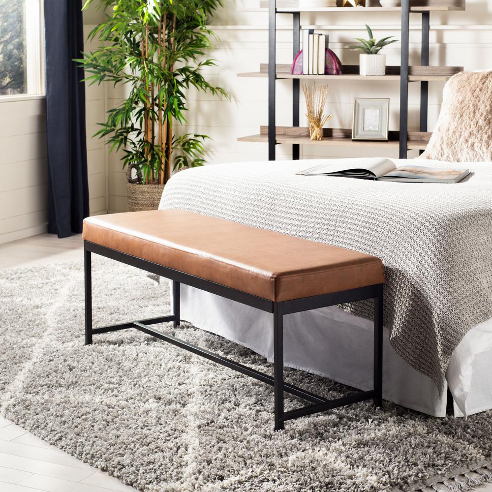 Chase Faux Leather Bench, Brown
