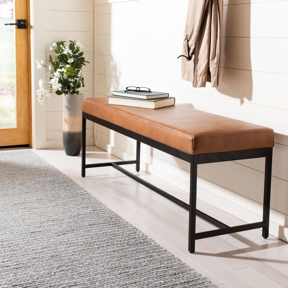 Chase Faux Leather Bench, Brown