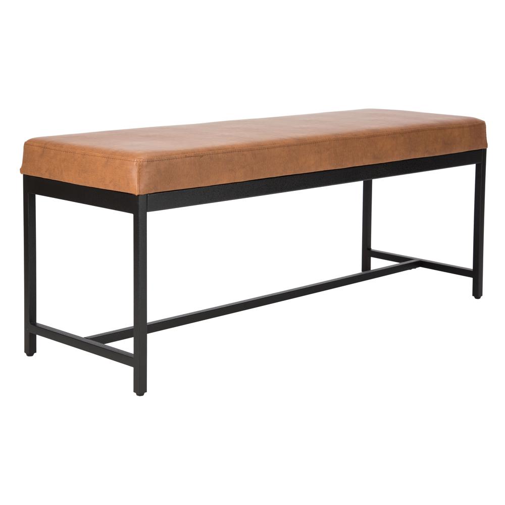 Chase Faux Leather Bench, Brown