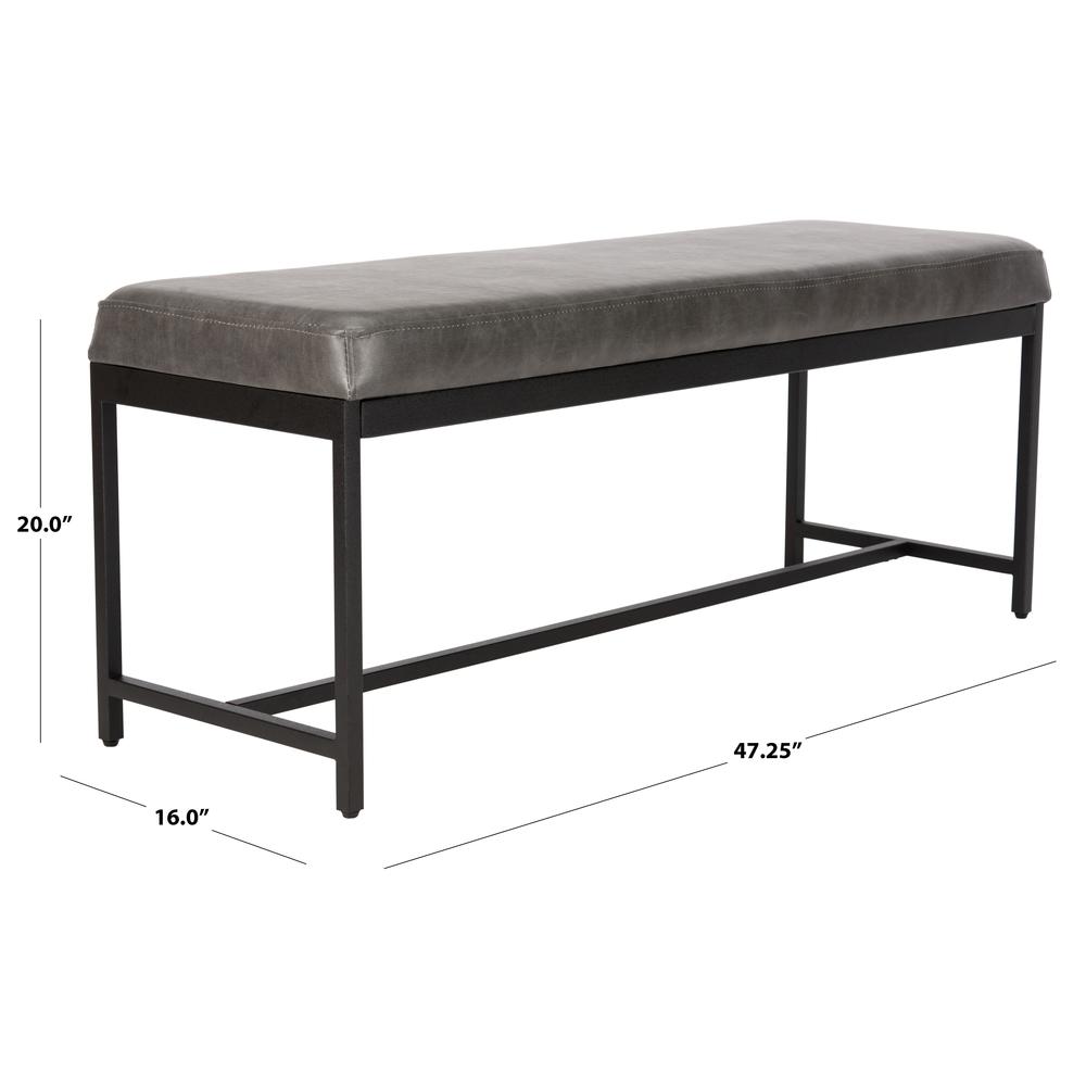 Chase Faux Leather Bench, Grey