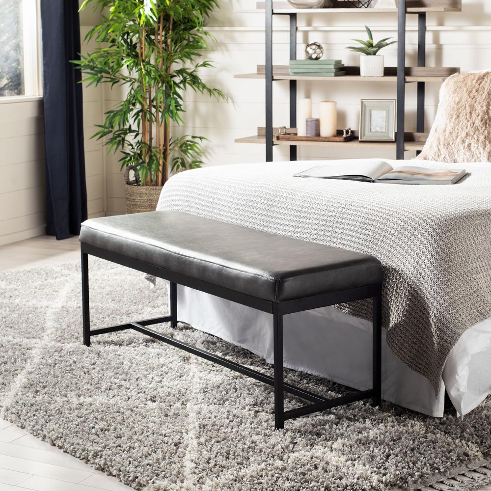 Chase Faux Leather Bench, Grey