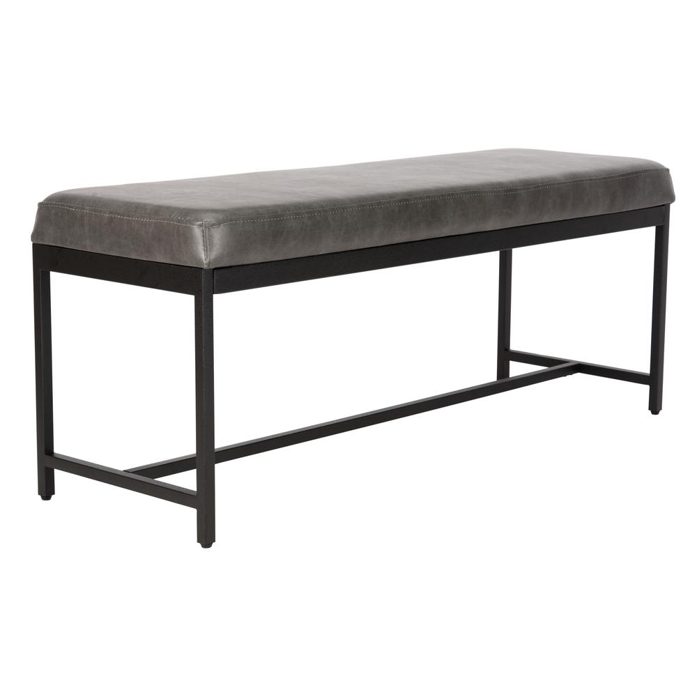 Chase Faux Leather Bench, Grey