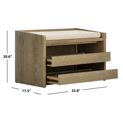 Percy Storage Bench, Rustic Oak/Beige