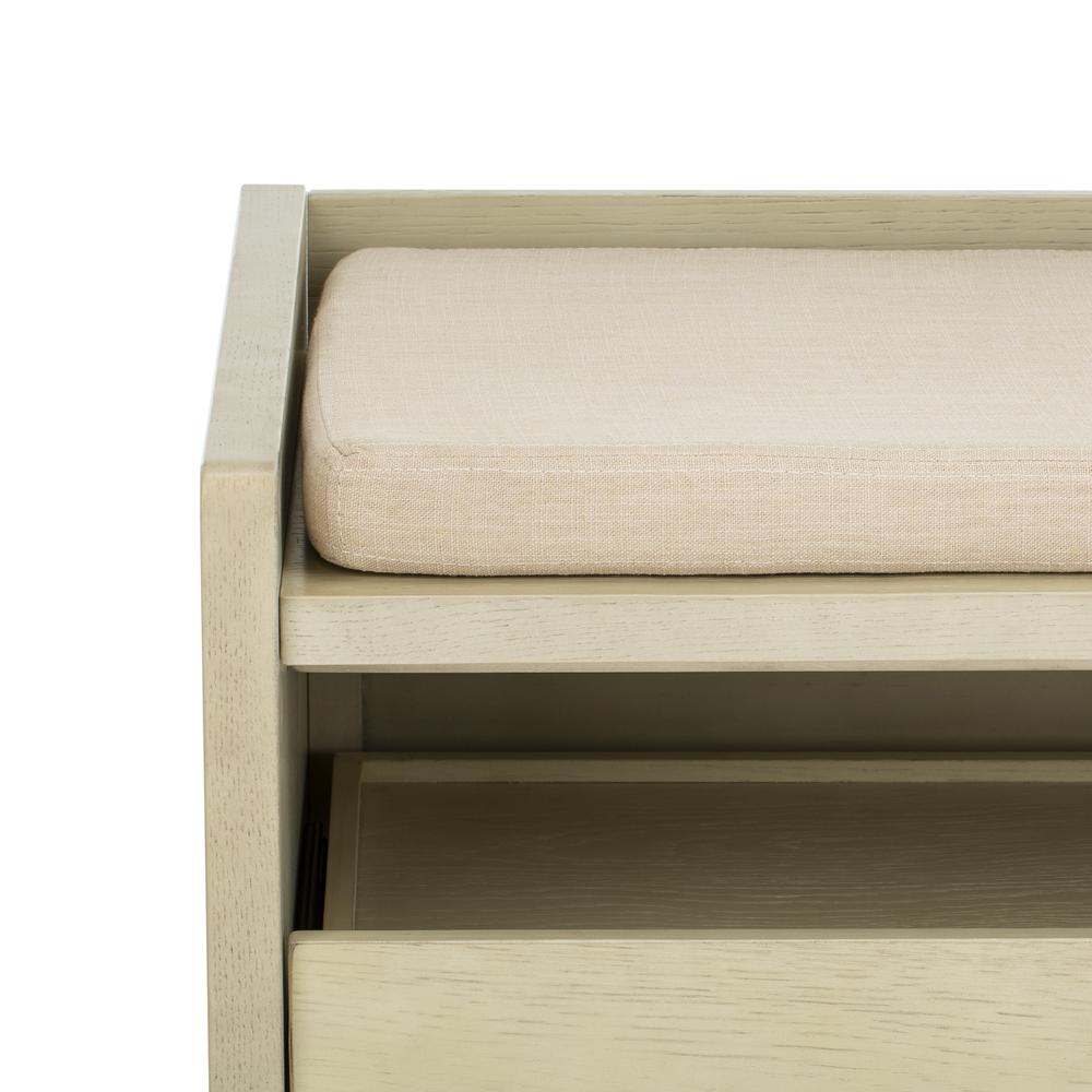 Percy Storage Bench, White Wash/Beige