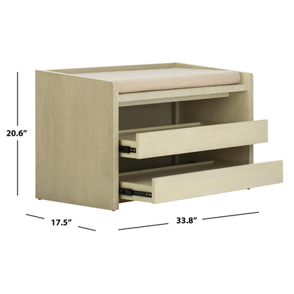 Percy Storage Bench, White Wash/Beige