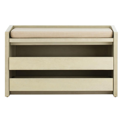 Percy Storage Bench, White Wash/Beige