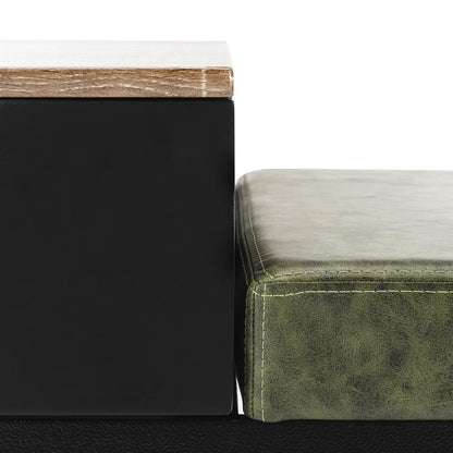 Maruka Bench With Storage, Grey Wash/Dark Green