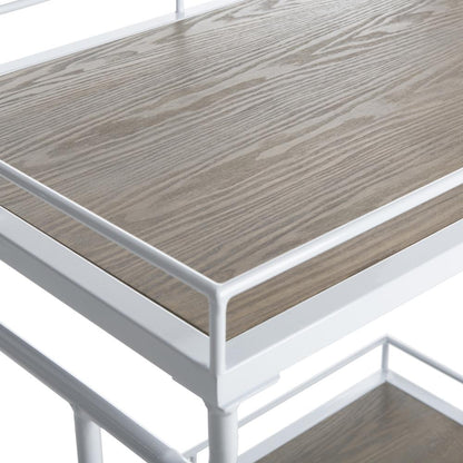 Dawson 2 Tier Rectangle Bar Cart, Rustic Oak/White