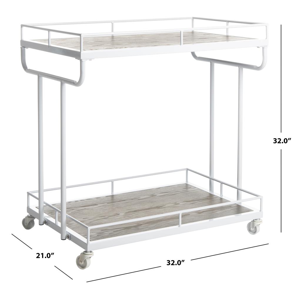 Dawson 2 Tier Rectangle Bar Cart, Rustic Oak/White