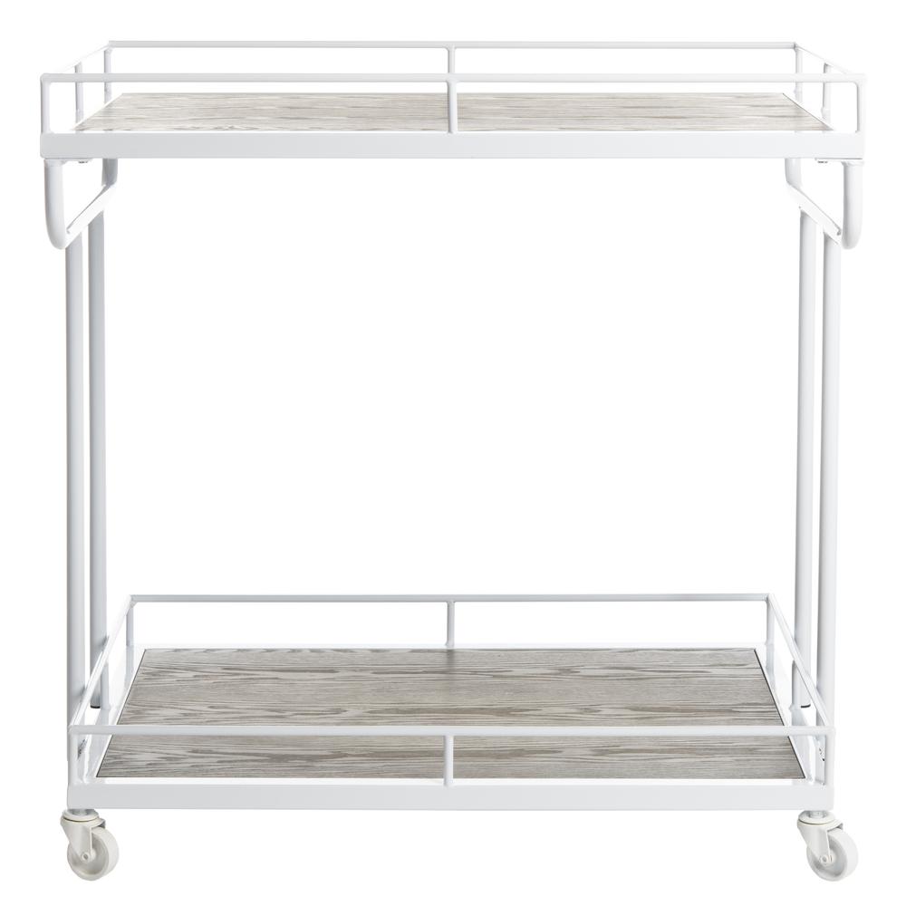 Dawson 2 Tier Rectangle Bar Cart, Rustic Oak/White