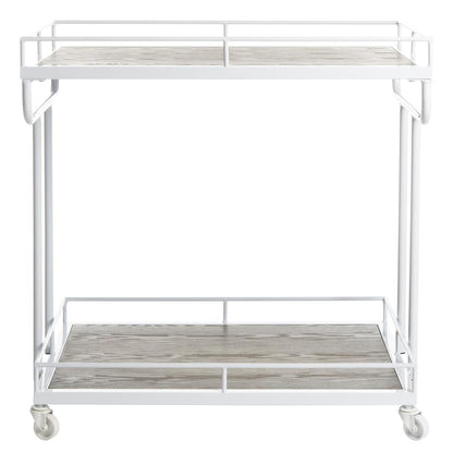 Dawson 2 Tier Rectangle Bar Cart, Rustic Oak/White