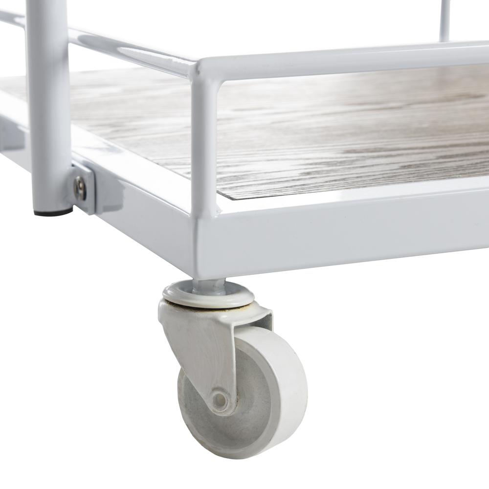 Dawson 2 Tier Rectangle Bar Cart, Rustic Oak/White